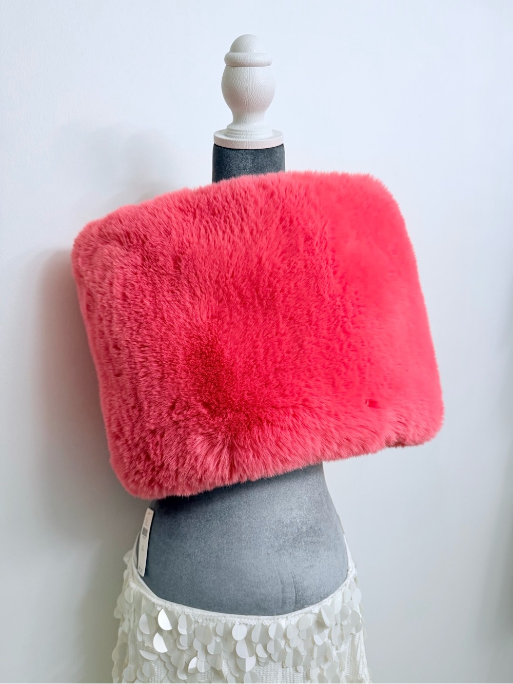 Anthropologie Plush Coral Pink Faux Fur Tube Capelet NWT $50
